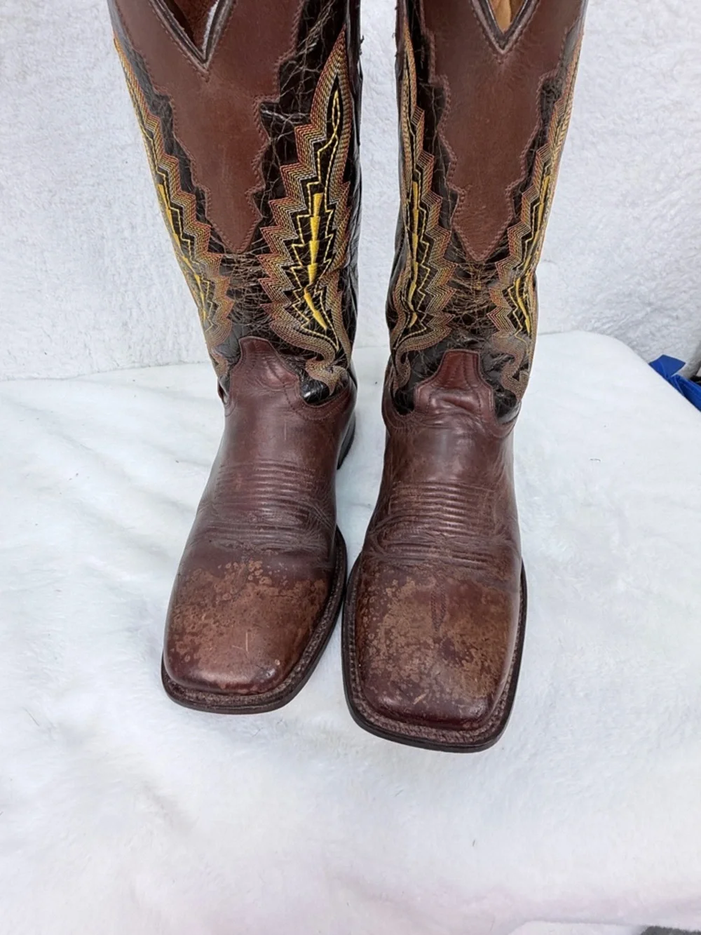 Rio Grande Cowboy Boots Brown Leather Western Roper Size 7.5 Western Cowboy